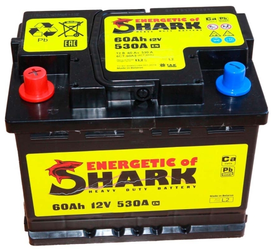 Батарея аккумуляторная ENERGETIC of SHARK ES603L 60А/ч 530А прямая полярн. стандартные (Европа) клеммы
