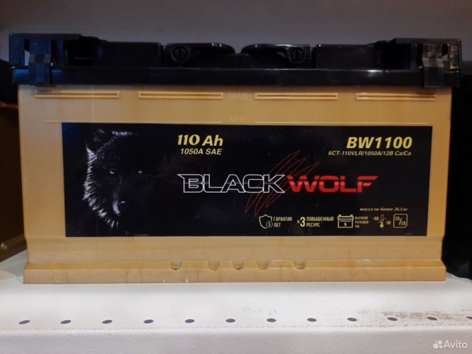 Аккумулятор, BLACK WOLF 110111K11BW, 110 Ah, обратая полярность
