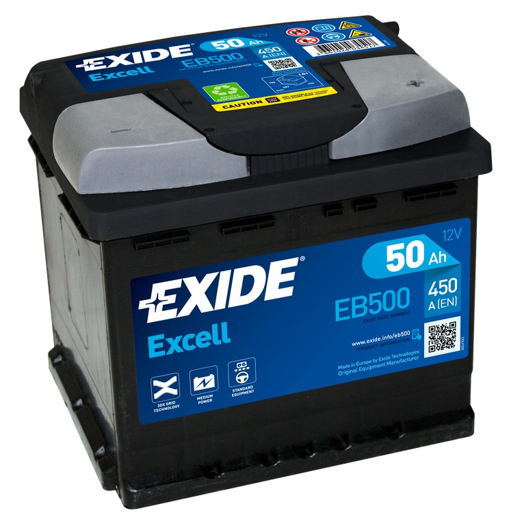 Аккумулятор легковой Exide Excell EB500 50 а/ч 450А Обратная полярность