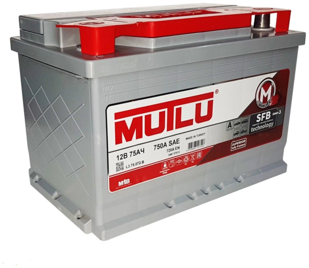 Аккумулятор легковой Mutlu SFB 3 75 а/ч 720А Прямая полярность