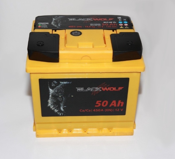Батарея аккумуляторная BLACKWOLF 50А/ч 450А прямая полярн. стандартные (Европа) клеммы