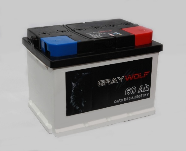 Батарея аккумуляторная GRAYWOLF 60А/ч 530А обратная полярн. стандартные (Европа) клеммы