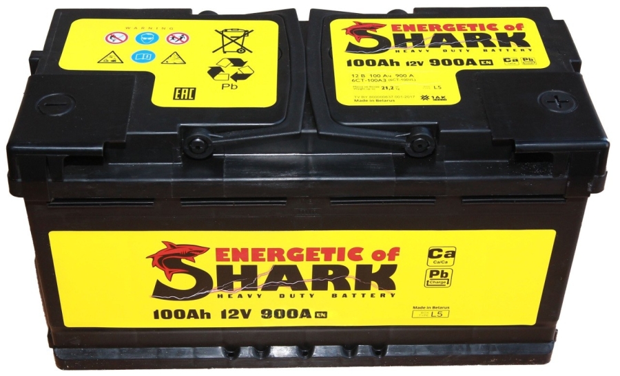 Батарея аккумуляторная ENERGETIC of SHARK ES1003R 100А/ч 900А обратная полярн. стандартные (Европа) клеммы