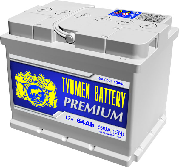 Батарея аккумуляторная TYUMEN BATTERY 6CT64L0P 64А/ч обратная полярн. стандартные (Европа) клеммы