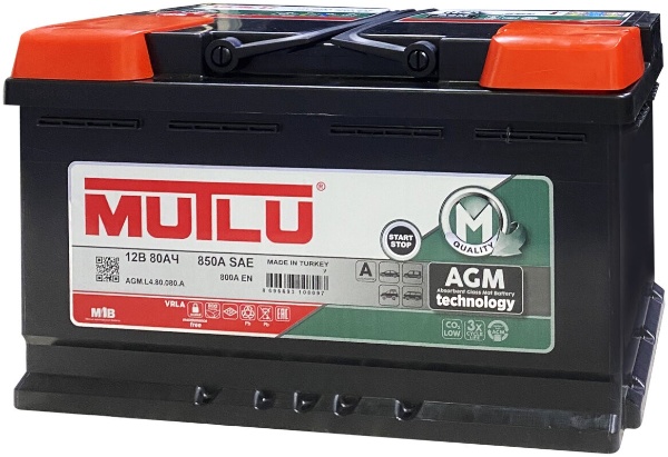 Батарея аккумуляторная MUTLU AGML480080A 80А/ч 800А 12V Обратная полярн. стандартные клеммы