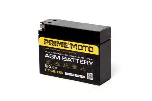 Аккумулятор PRIME MOTO PT4B-BS 2.5 Ач 80 А 114x39x87 мм