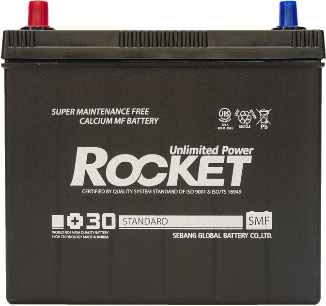  Батарея аккумуляторная ROCKET SMF55B24R 45А/ч 430А прямая полярн. тонкие вынос. (Азия) клеммы 