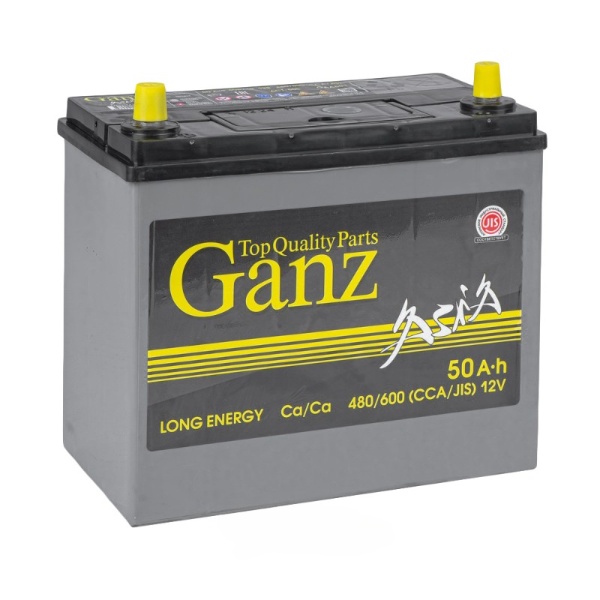 Батарея аккумуляторная GANZ GAA501 ASIA 50А/ч 480А 12V Прямая полярн. тонкие вынос. (Азия) клеммы